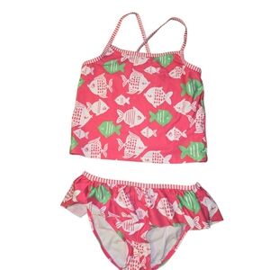 Gymboree Pink & Green Fish Tankini Swim Set